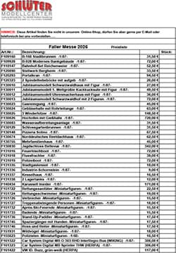Bild von Faller Neuheiten 1-2026 - Preisliste