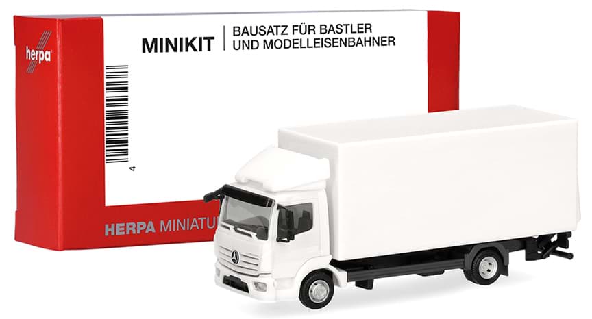 Bild von Vorbestellung MB Atego 13 Koffer-LKW mit Ladebordwand, weiß (1 Stück) -MiniKit-  (NH09/10.2026)