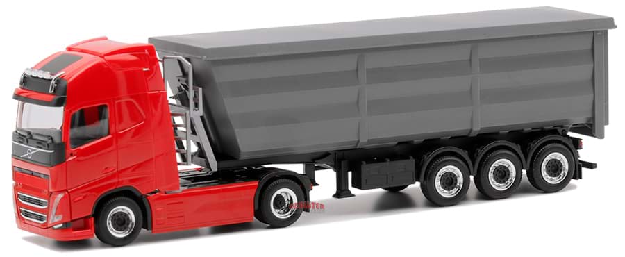 Bild von Volvo FH GL XL 2020 Electric vvsp. Kempf Stahl KippAufl. (FH rot, Mulde eisengrau, Chassis schwarz)