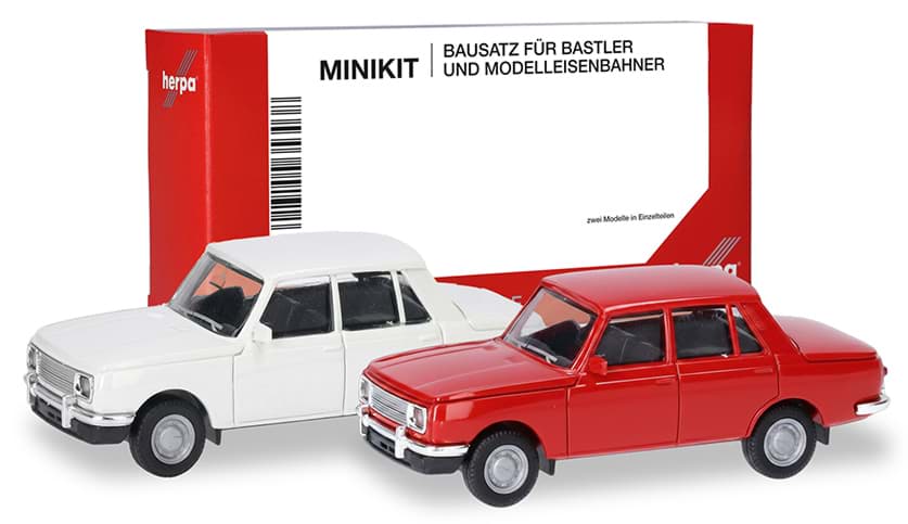 Bild von Vorbestellung Wartburg 353 66 Limousine, weiß/verkehrsrot (2 Stück) (Farbvariante) -MiniKit-   (NH11/12.2026)