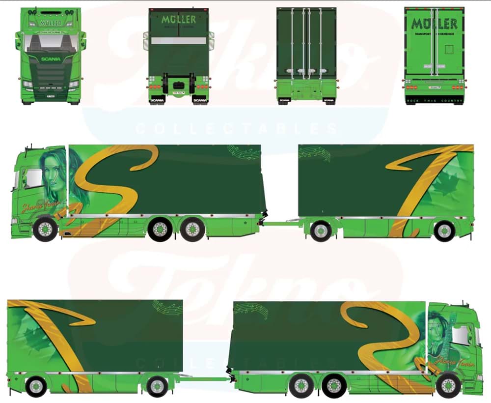 Bild von Vorbestellung Müller "Shania Twain", Scania CS20 HD V8  Koffer HZ (CH)  (Metall 1:50 / 3. Quartal 2027)